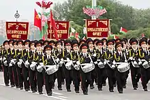 Drummers from the Minsk Suvorov Military School.