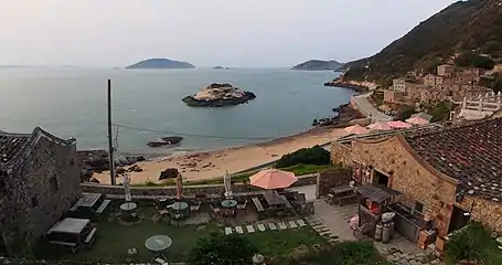 Gaodeng Island  (middle-left) as seen from Qinbi Village on Beigan Island