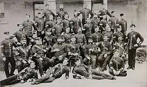1st Battalion, 19th (1st Yorkshire North Riding –  Princess of Wales's Own) Regiment of Foot warrant officers and NCOs in Bermuda circa 1879-1880, wearing round forage caps and Glengarry caps