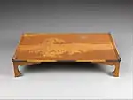 Japanese writing table; early 20th century; lacquered wood with silver fittings and various other materials; height: 12.3 cm, length: 60.96 cm, width: 36.83 cm; Metropolitan Museum of Art (New York City)