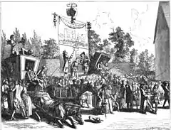 A parade of acrobatics at the entrance to the cabaret of Ramponneau (18th&nbsp;century)