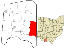 Location in Adams County and the state of Ohio.