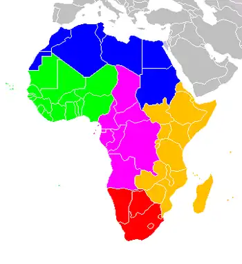 UN geoscheme for Africa Eastern Africa Middle Africa Northern Africa Southern Africa Western Africa