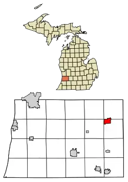 Location of Wayland, Michigan