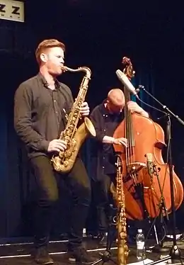 Roligheten and Petter Eldh with Gard Nilssen's Acoustic Unity at the 2016 Nattjazz in Bergen.