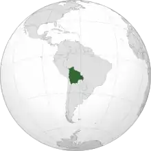 Location of Bolivia (dark green)in South America (gray)