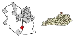 Location of Walton in Boone County, Kentucky.