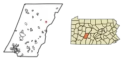 Location of Ashville in Cambria County, Pennsylvania.