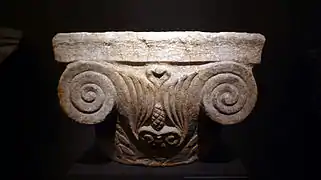 Ionic capital found in the Roman vila of Huerta del Paturro (Portmán&nbsp;[es], La Unión)