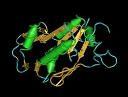 Cn3D rendering of Mcpip1 conserved domain with zinc-finger motif.
