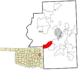 Location within Cherokee County and the state of Oklahoma
