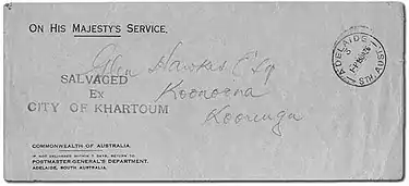 Image 9A crash cover is any type of cover, (including air accident cover, interrupted flight cover, wreck cover) meaning any piece of mail that has been recovered from a fixed-wing aircraft, airship or aeroplane crash, train wreck, shipwreck or other postal transportation accident during its journey from sender to recipient. In many cases it was possible to recover some or even all of the mail being carried and the postal authorities typically apply a postal marking (cachet), label, or mimeograph that gets affixed to the cover explaining the delay and damage to the recipient, and possibly enclose the letter in an "ambulance cover" or "body bag" if it was badly damaged and forwarded to its intended destination.