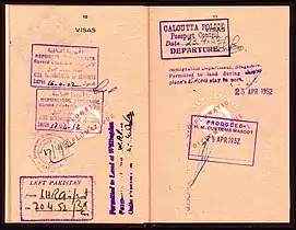 Dame Hilda Ross - visas in passport  (1952)