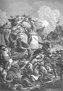 Death of the Nawab Anwaruddin Muhammed Khan in a battle against the French in 1749, by Paul Philipoteaux