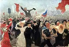 A demonstration in Moscow during the unsuccessful Russian Revolution of 1905, painted by Ilya Repin.