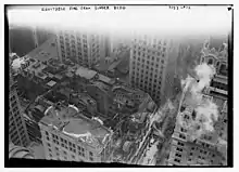Aerial photograph of the fire at the Equitable Life Building