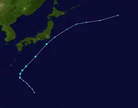 Tracking map of tropical storm