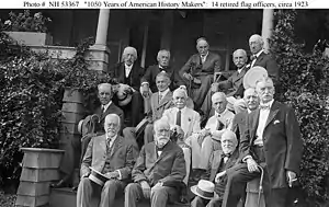 Wood is second from left in the middle row of this photograph of retired flag officers, ca. 1923.