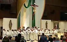 Bishop Calvo ordaining Father Lucio Zuniga Rocha at the Saint Therese of the Little Flower Catholic Church in Reno.