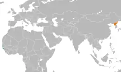 Map indicating locations of Guinea-Bissau and North Korea