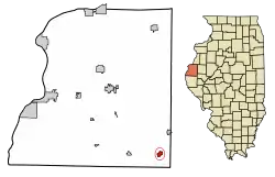 Location of Augusta in Hancock County, Illinois.