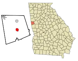 Location in Heard County and the state of Georgia