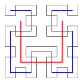 Hilbert curves, first to third orders