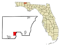 Location in Holmes County and the state of Florida