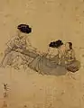 Women&nbsp;playing  geomungo (거문고 고르는 여인)
