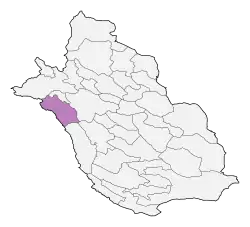 Location of Kazerun County in&nbsp;Fars&nbsp;province
