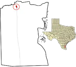 Location in Kenedy County and the state of Texas