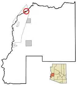 Location in La Paz County and the state of Arizona