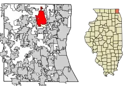 Location of Old Mill Creek in Lake County, Illinois.