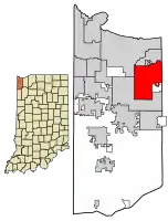 Location of Hobart in Lake County, Indiana.