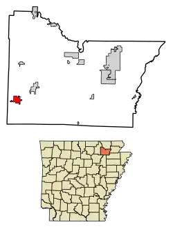 Location in Lawrence County, Arkansas