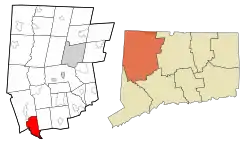 Bridgewater's location within Litchfield County and Connecticut