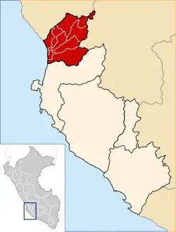 Location of Chincha in the Ica Region