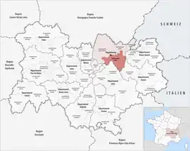 Location within the region Auvergne-Rhône-Alpes