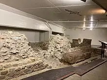 London Roman Wall - surviving section of the western gate to Cripplegate Fort