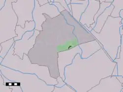 The village centre (dark green) and the statistical district (light green) of Gasselte in the municipality of Aa en Hunze.