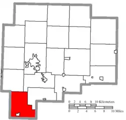 Location of Spencer Township in Guernsey County