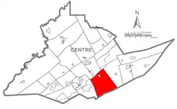 Map of Centre County, Pennsylvania highlighting Potter Township