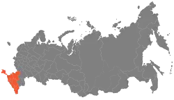 North Caucasus Economic Region on the map of Russia (including Crimea)