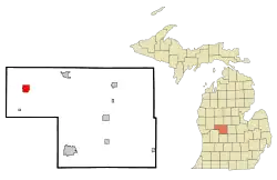 Location in Montcalm County and the state of Michigan