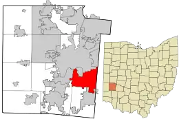 Location in Montgomery County and the state of Ohio