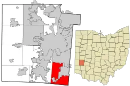 Location in Montgomery County and the state of Ohio.