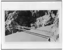 A picture of the Black Bridge as it neared completion in 1928, with the 1920 bridge directly beneath it before it was demolished.