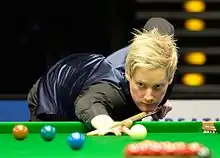 Photo of Neil Robertson lining up a shot