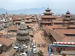 Bird's eye view of the Patan Durbar Square. It has been listed by UNESCO as a World Heritage Site.
Lalitpur Skyline with Jugal Himal in background
