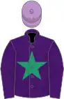 Purple, emerald green star, mauve cap